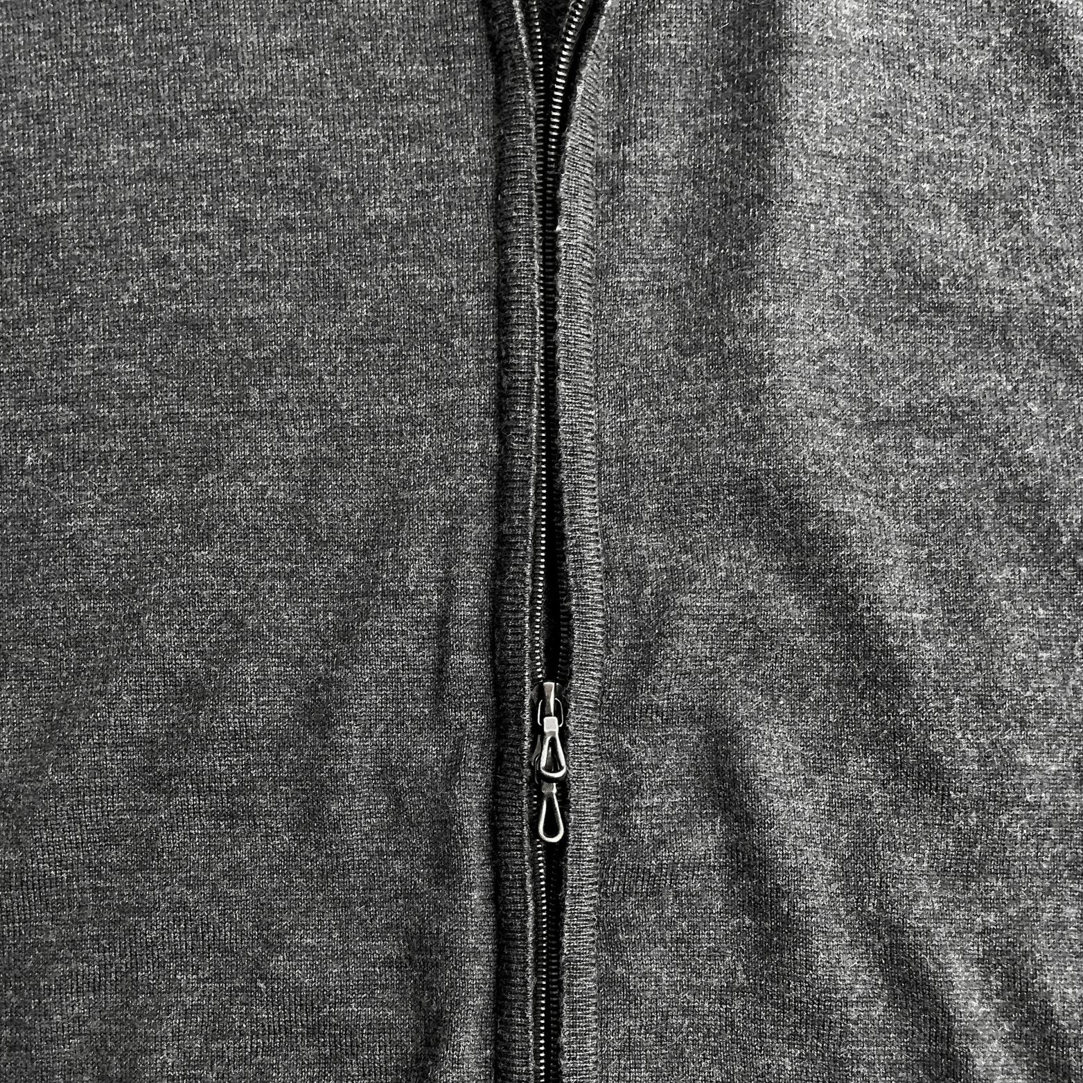 John Smedley Full Zip Sweater Charcoal Grey Made in England