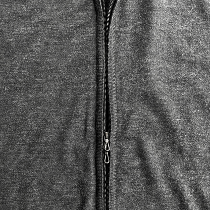 John Smedley Full Zip Sweater Charcoal Grey Made in England
