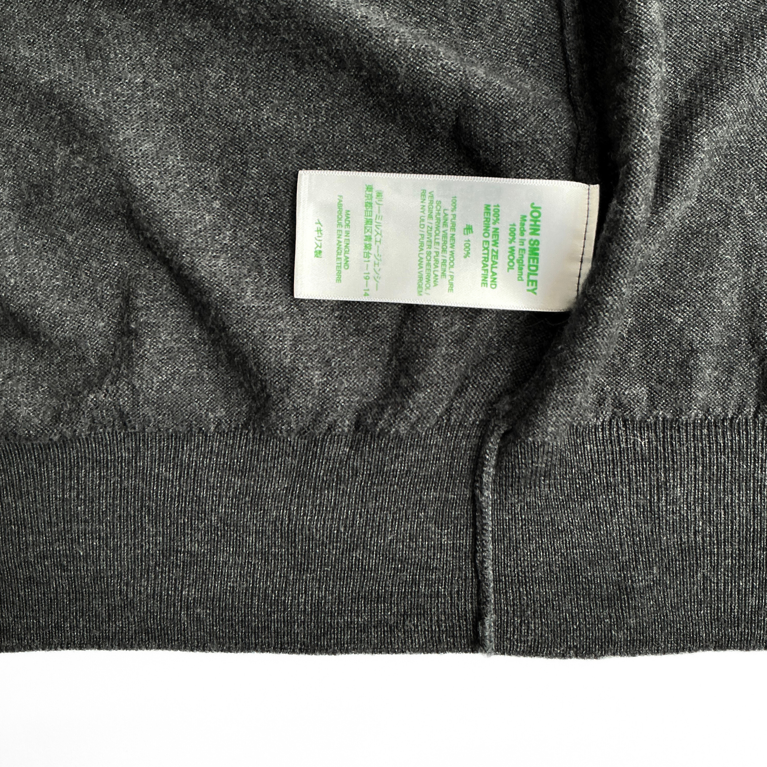 John Smedley Full Zip Sweater Charcoal Grey Made in England