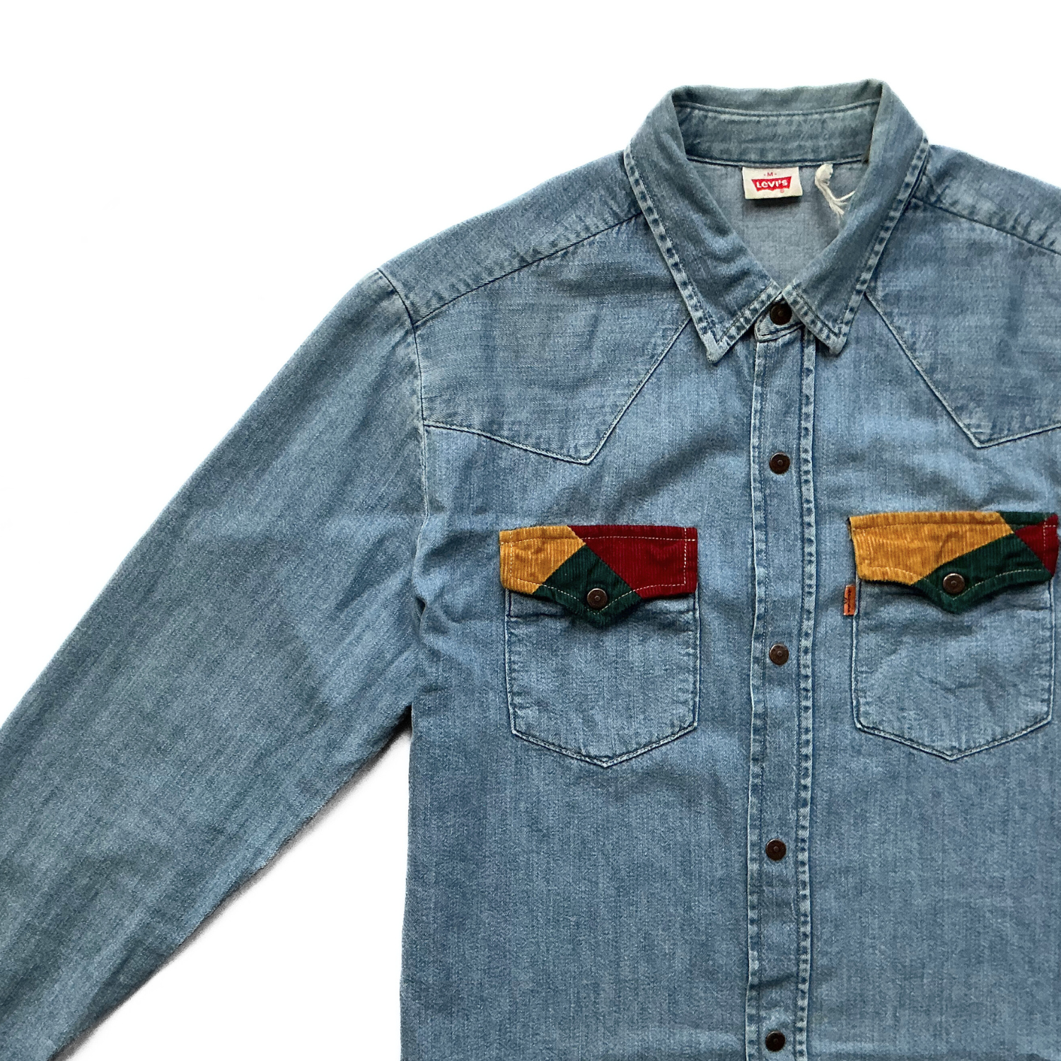 Levi Strauss & Co. Western Snap Shirt in Denim / Green / Yellow / Red