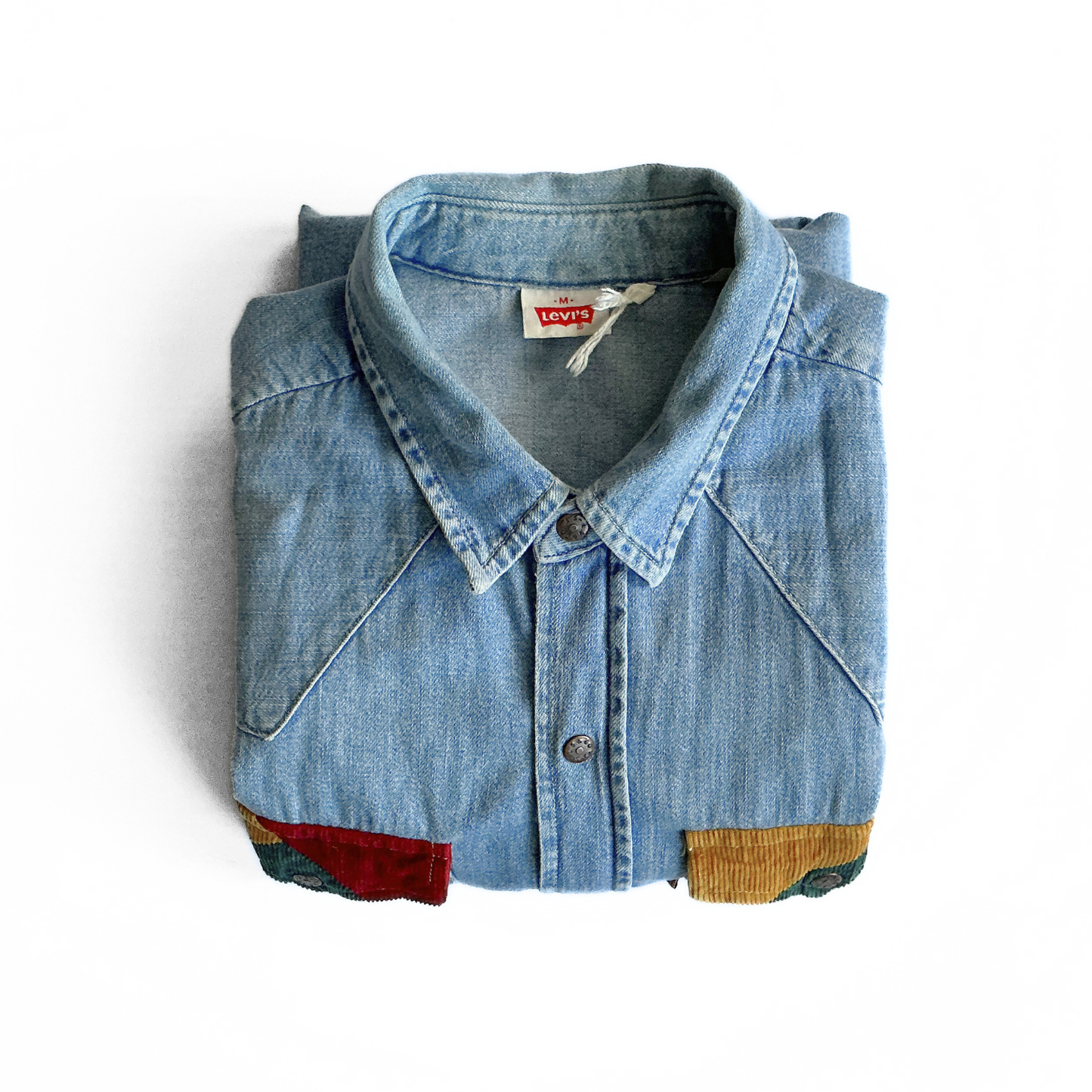 Levi Strauss & Co. Western Snap Shirt in Denim / Green / Yellow / Red