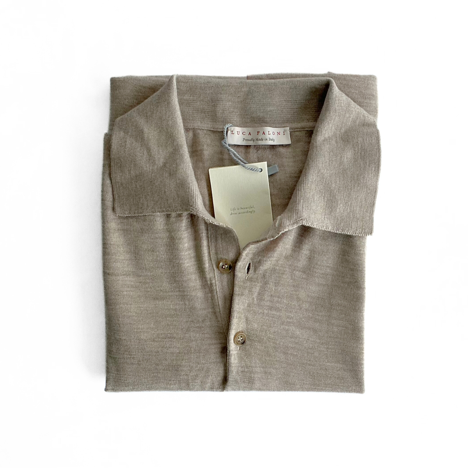 Luca Faloni Cashmere Knitted Polo Shirt in Ivory