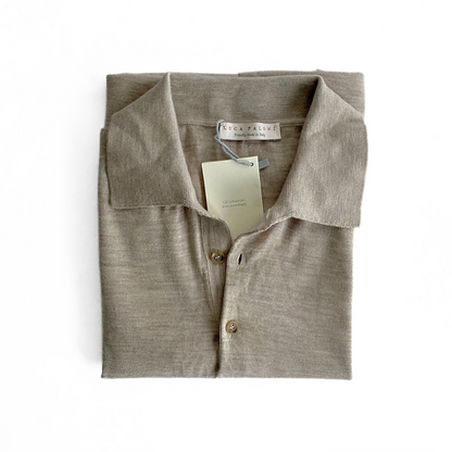 Luca Faloni Cashmere Knitted Polo Shirt in Ivory