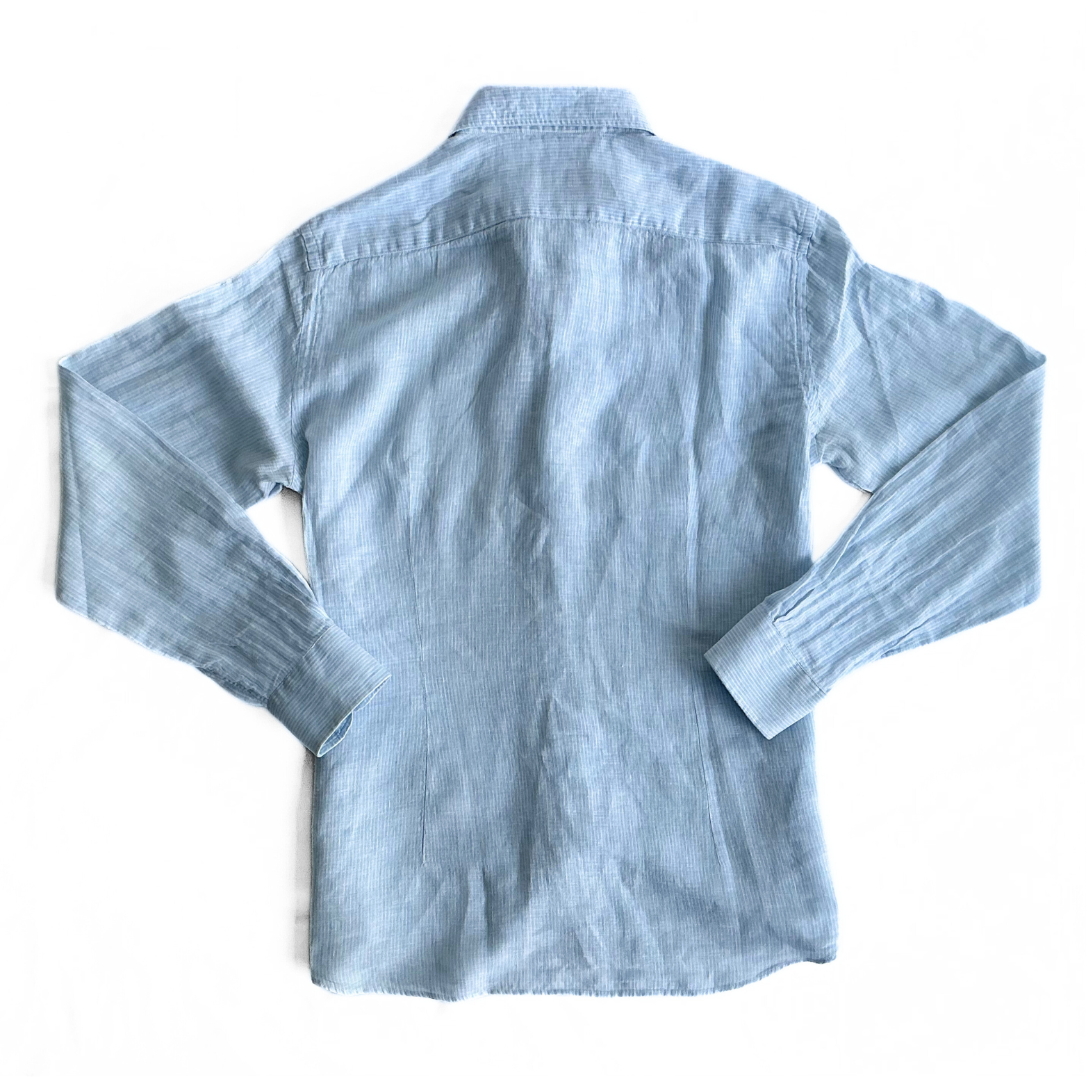 Luca Faloni Striped Linen Shirt in Blue / White