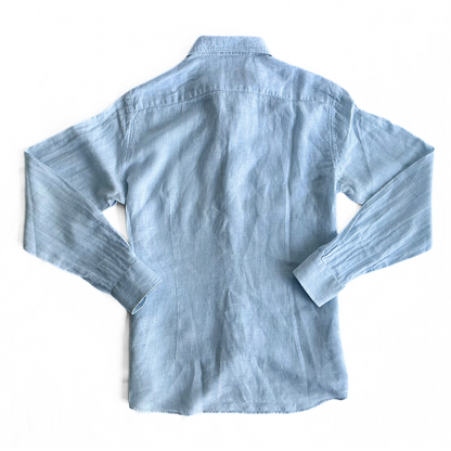 Luca Faloni Striped Linen Shirt in Blue / White
