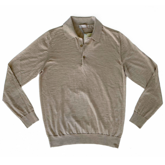 Luca Faloni Cashmere Knitted Polo Shirt in Ivory