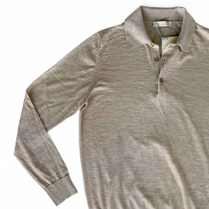 Luca Faloni Cashmere Knitted Polo Shirt in Ivory