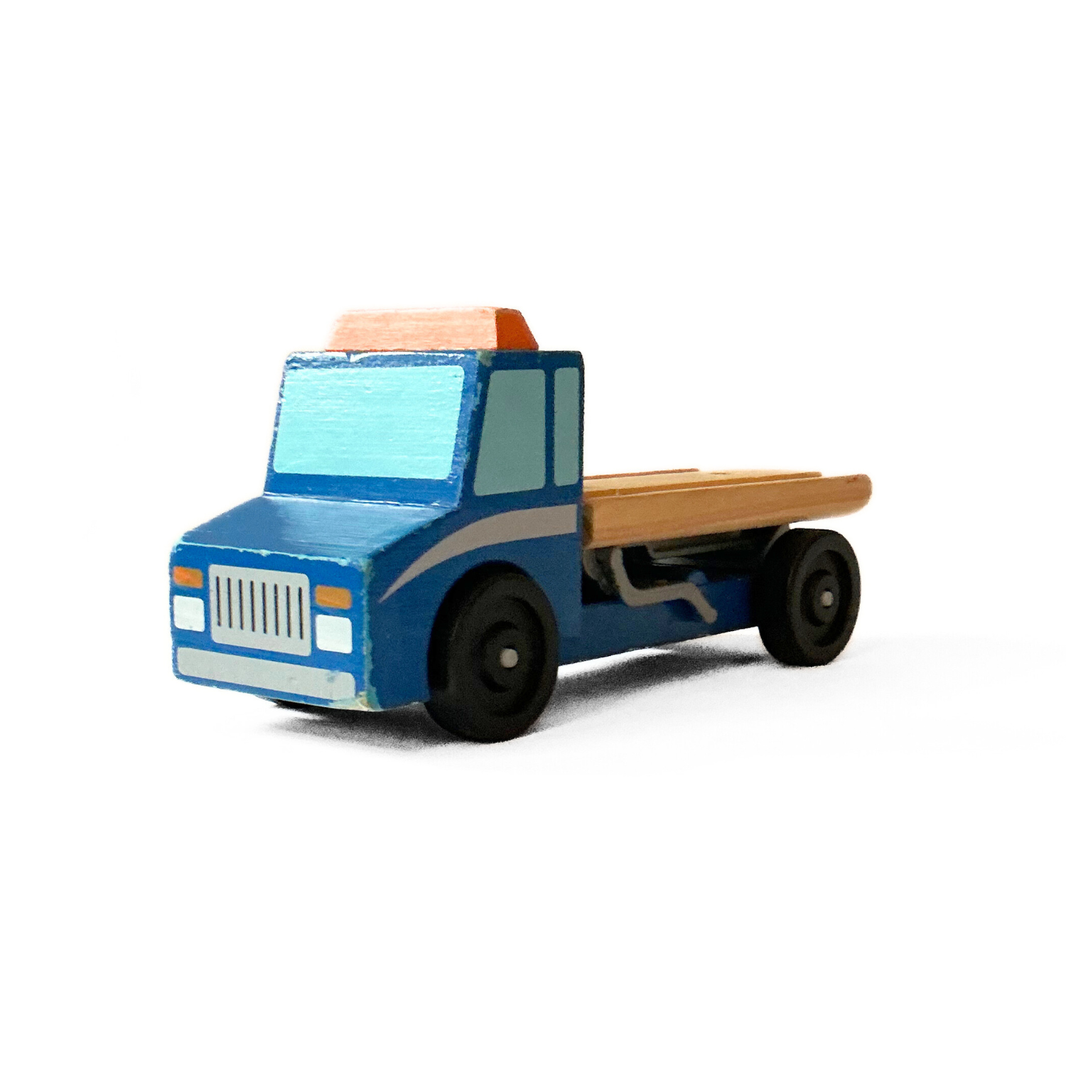 Melissa Doug Flatbed Truck in Blue / Wood / Grey