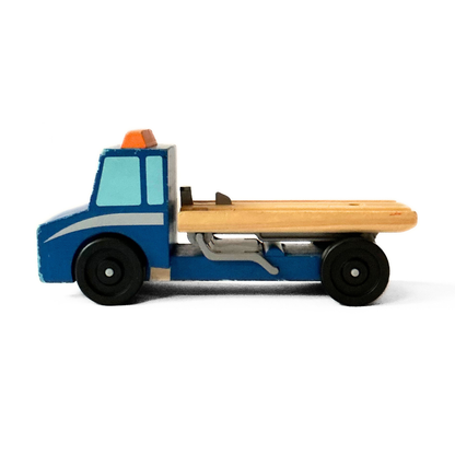 Melissa Doug Flatbed Truck in Blue / Wood / Grey
