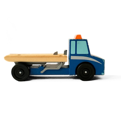 Melissa Doug Flatbed Truck in Blue / Wood / Grey