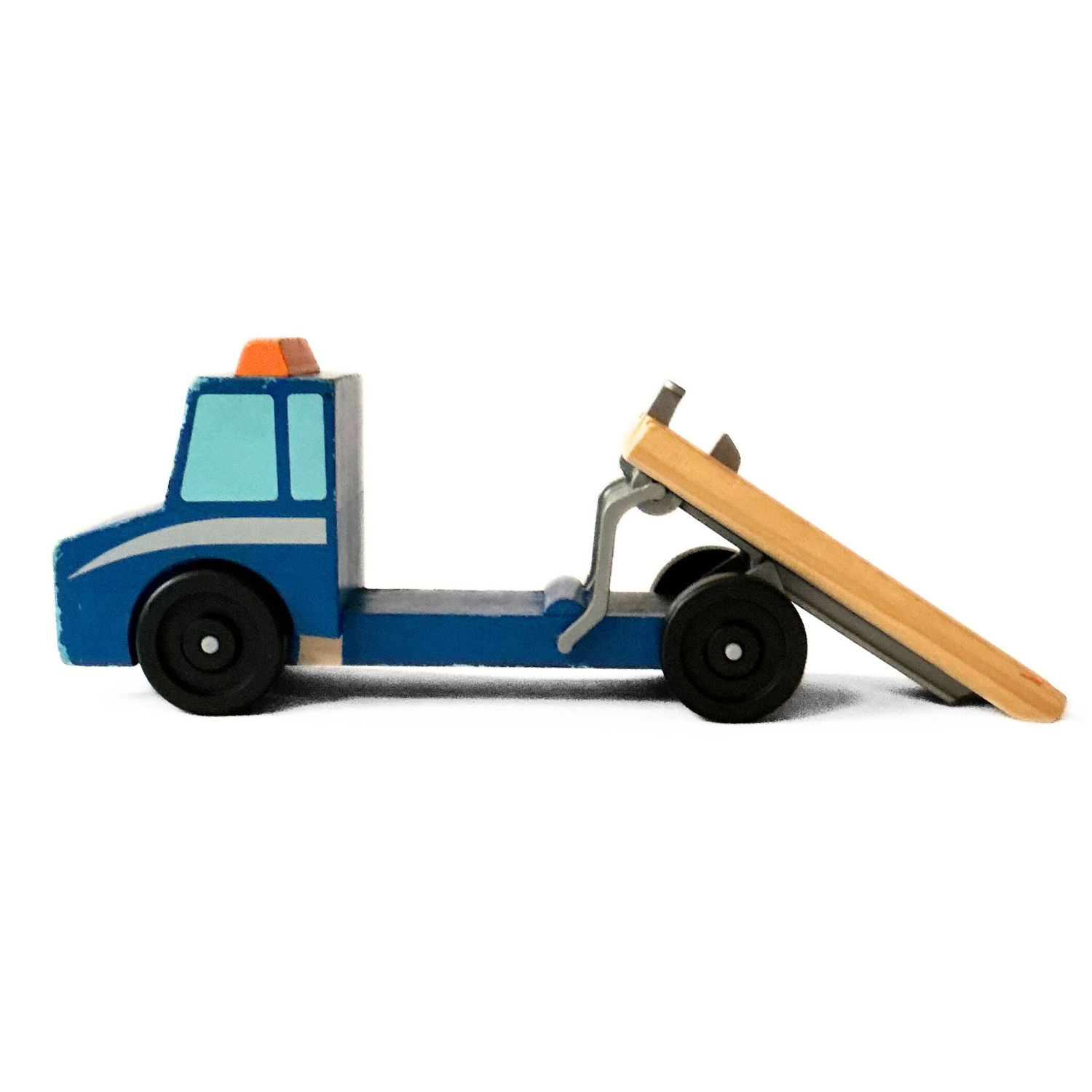 Melissa Doug Flatbed Truck in Blue / Wood / Grey