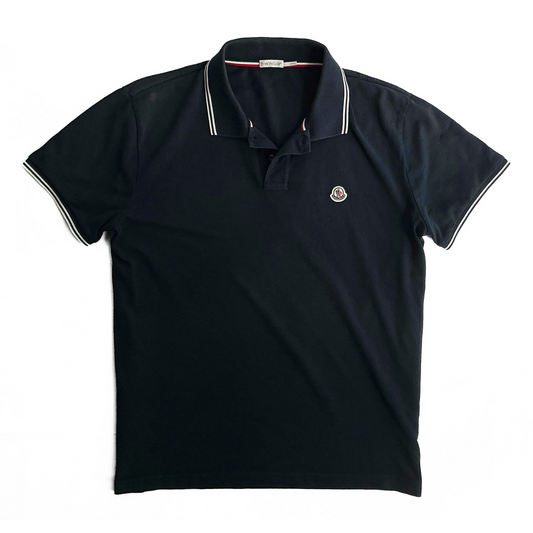 Moncler Pique Polo Shirt in Navy / Red / White