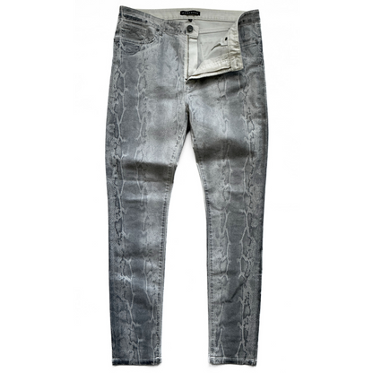 Monfrere Greyson Japanese Snake Print Denim Pants