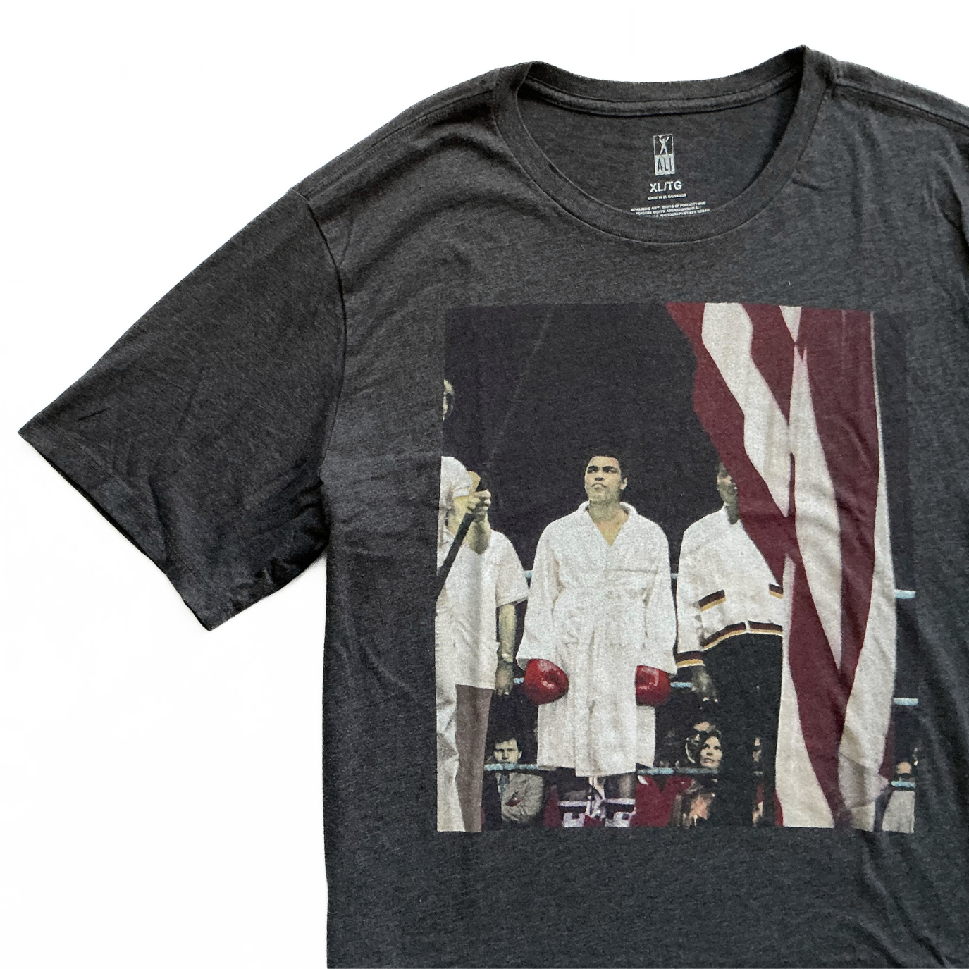 Muhammad Ali Flag USA T-Shirt in Grey