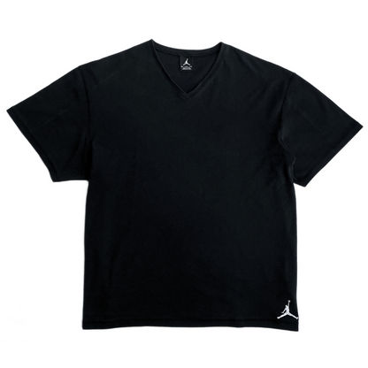 Nike Air Jordan V Neck Canvas T Shirt Black White Embroidery