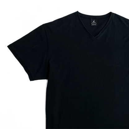 Nike Air Jordan V Neck Canvas T Shirt Black White Embroidery