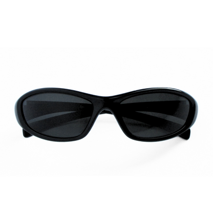 Nike EV0180 006 Tarj Round Wrap Sunglasses in Black Frame Dark Blue Tinted Lenses