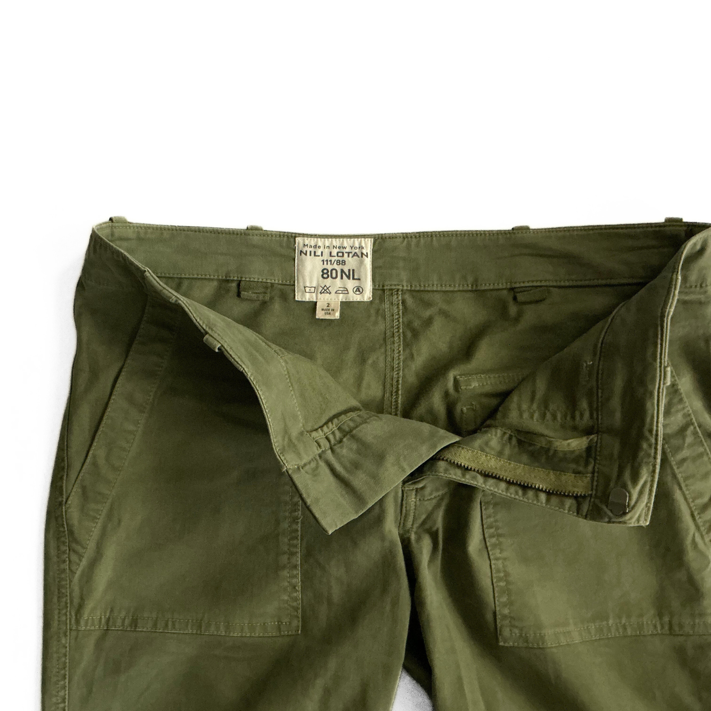 Nili Lotan 111/88 80NL Jenna Cropped Pants in Military Army Green