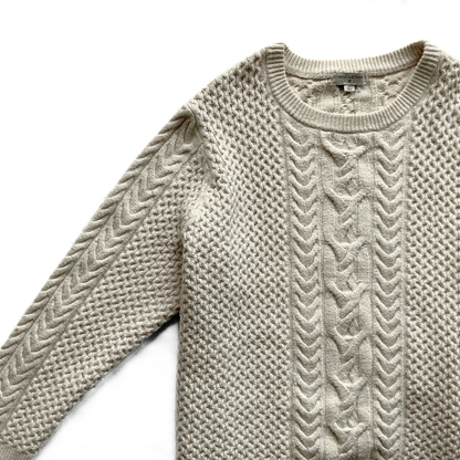 Nili Lotan Target Cable Sweater in Cream / White