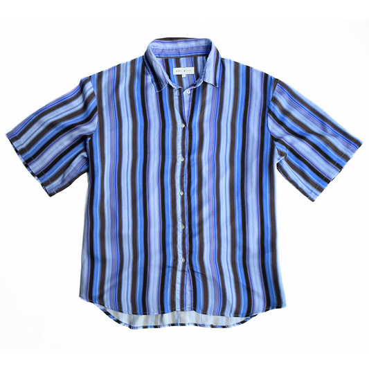 One Mile Short Sleeve Striped Shirt in Purple Blue Brown