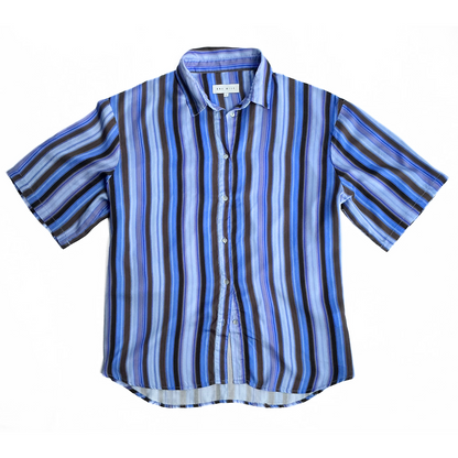 One Mile Short Sleeve Striped Shirt in Purple Blue Brown