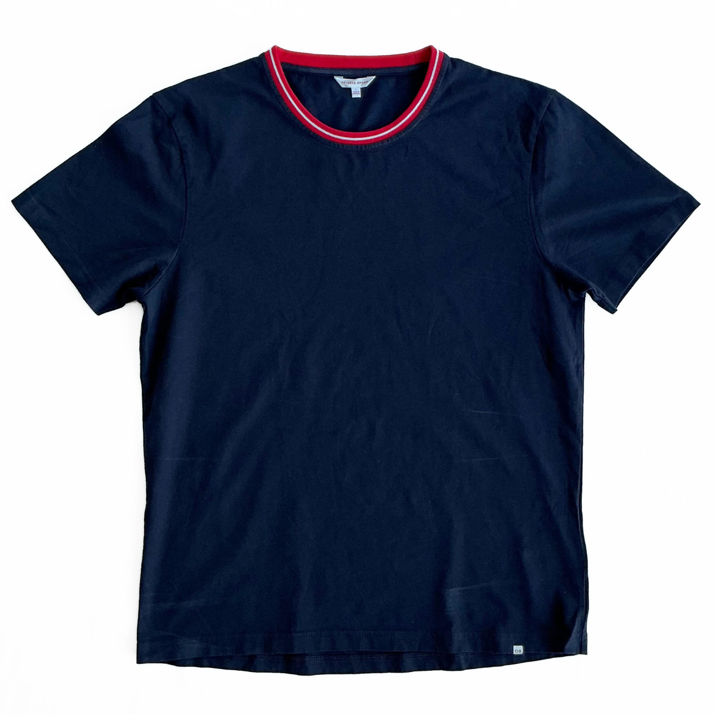 Orlebar Brown Ribbed Neck T-Shirt in Red / Navy