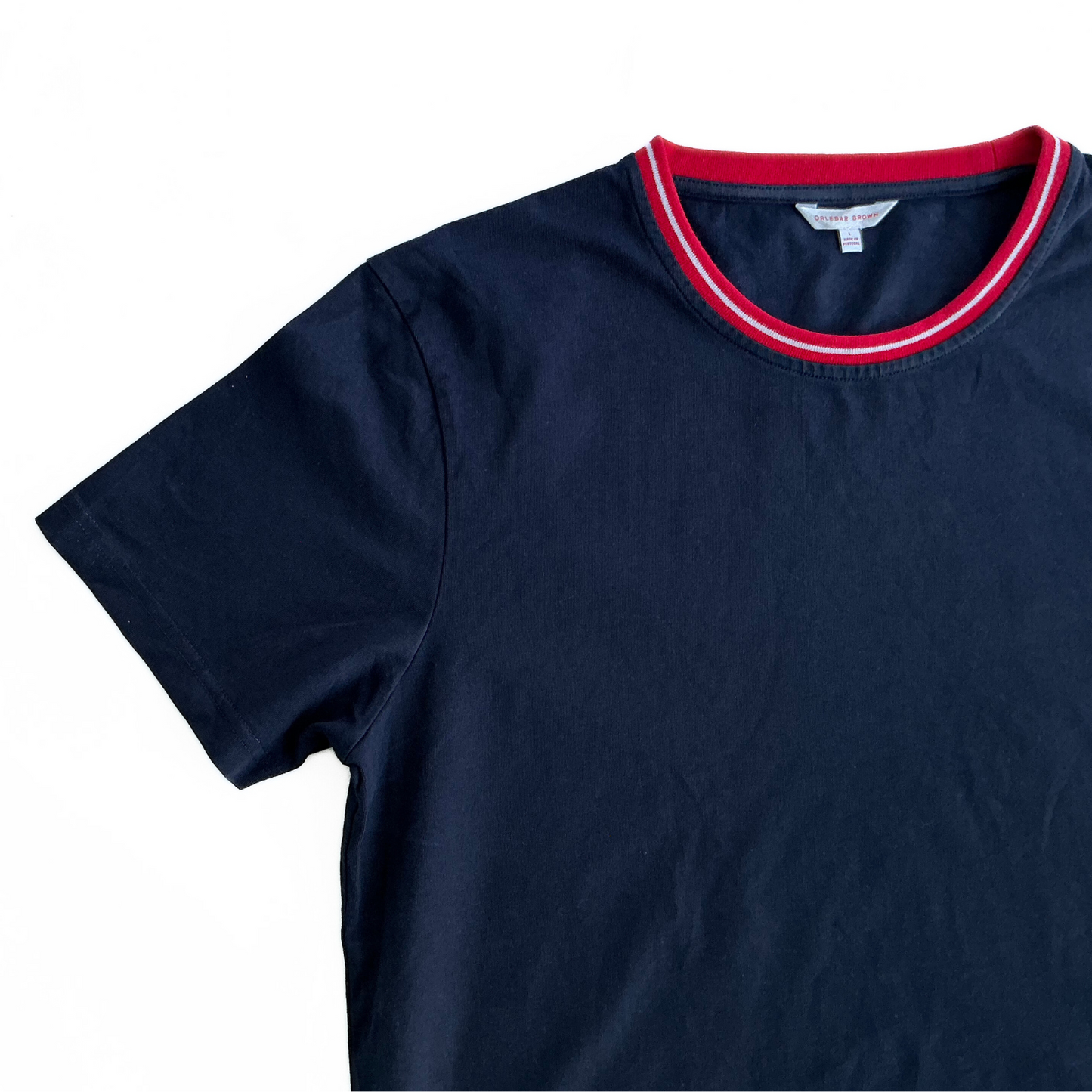 Orlebar Brown Ribbed Neck T-Shirt in Red / Navy