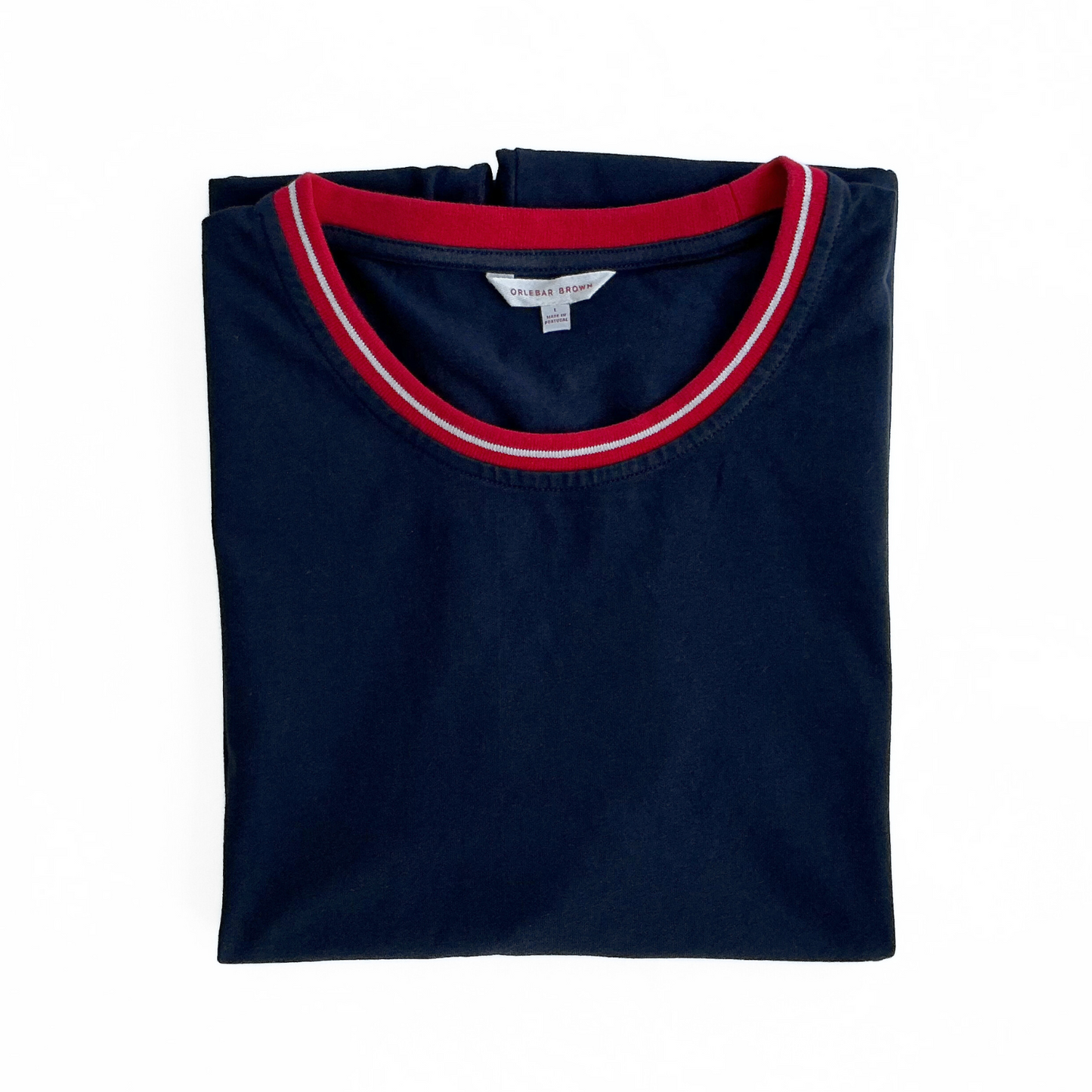 Orlebar Brown Ribbed Neck T-Shirt in Red / Navy