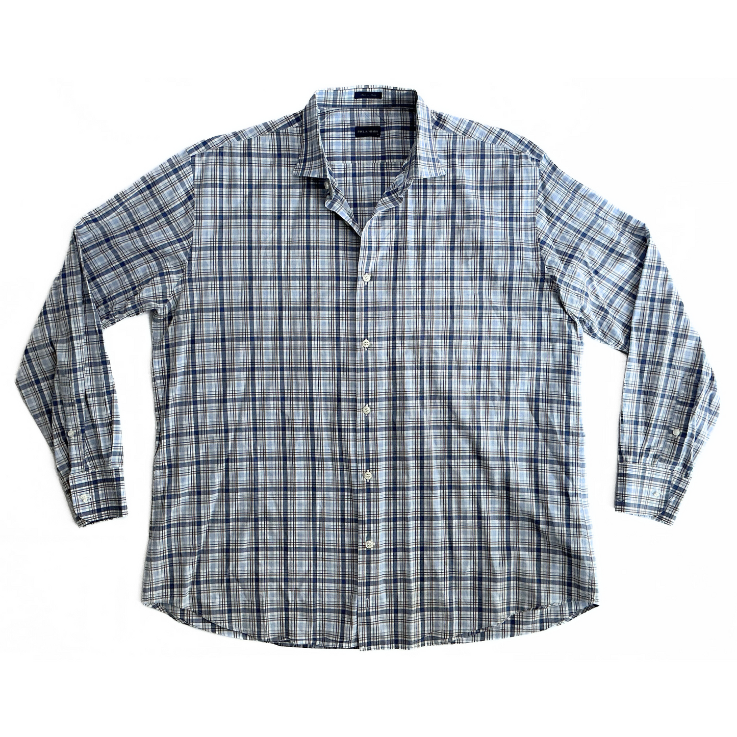 Paul & Shark Italian Plaid Flannel Shirt in Blue / Brown