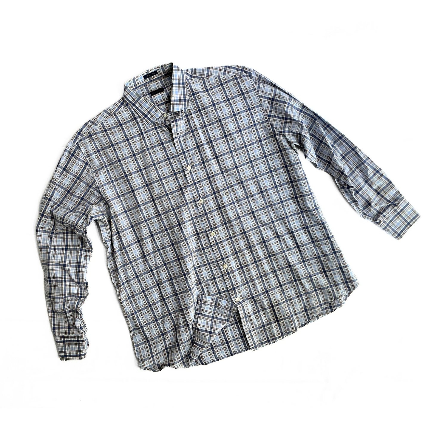 Paul & Shark Italian Plaid Flannel Shirt in Blue / Brown