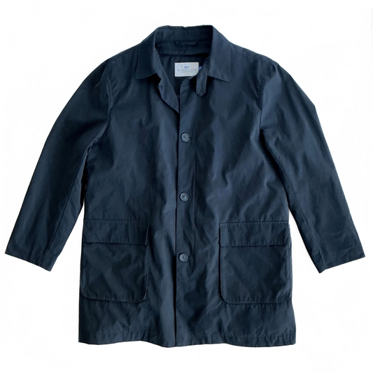 Peter Manning New York Quilted Rain Overcoat in Navy / Cloud Blue
