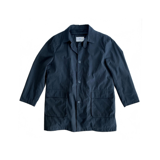 Peter Manning New York Quilted Rain Overcoat in Navy / Cloud Blue