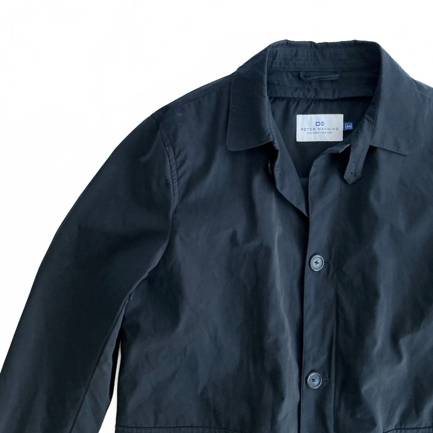 Peter Manning New York Quilted Rain Overcoat in Navy / Cloud Blue