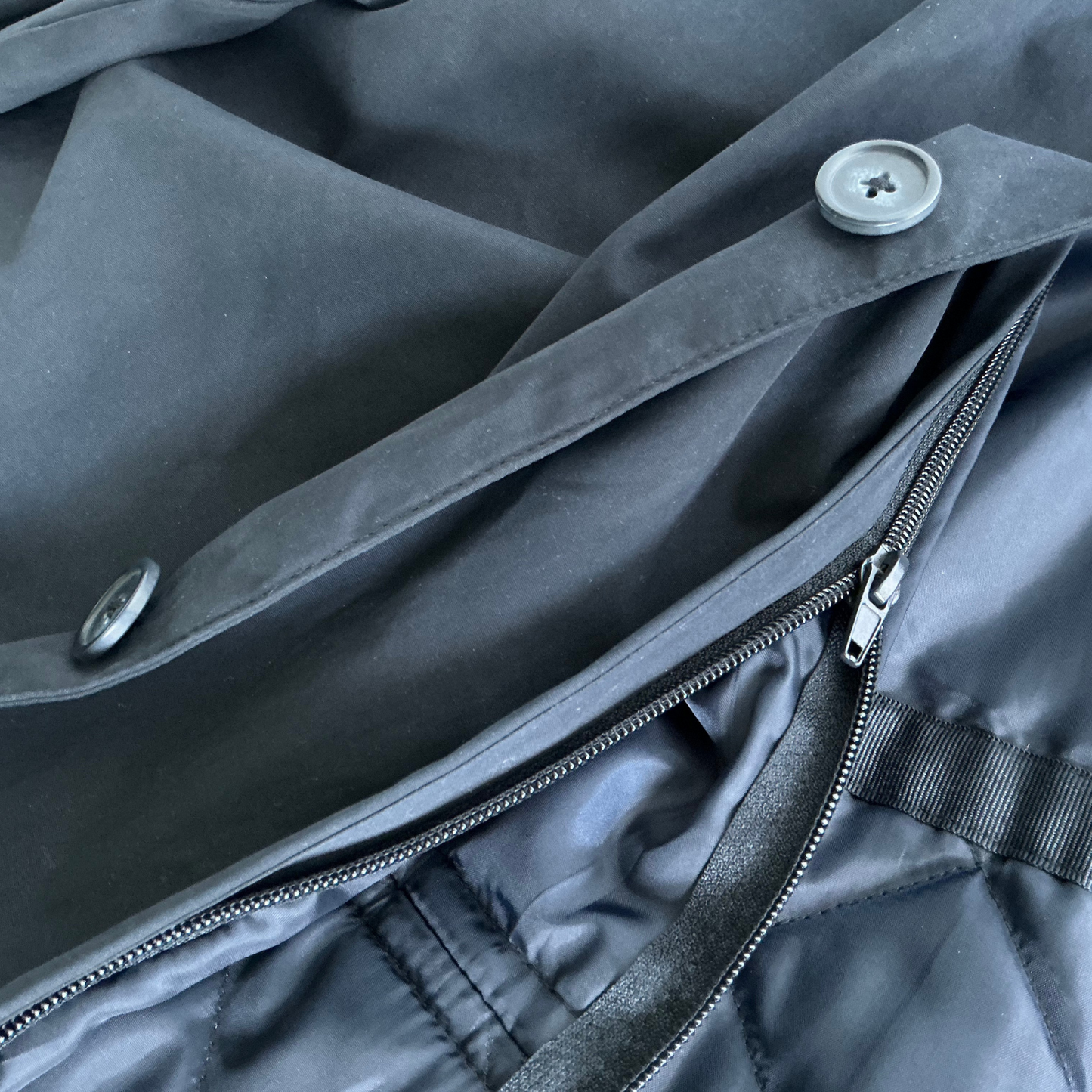 Peter Manning New York Quilted Rain Overcoat in Navy / Cloud Blue