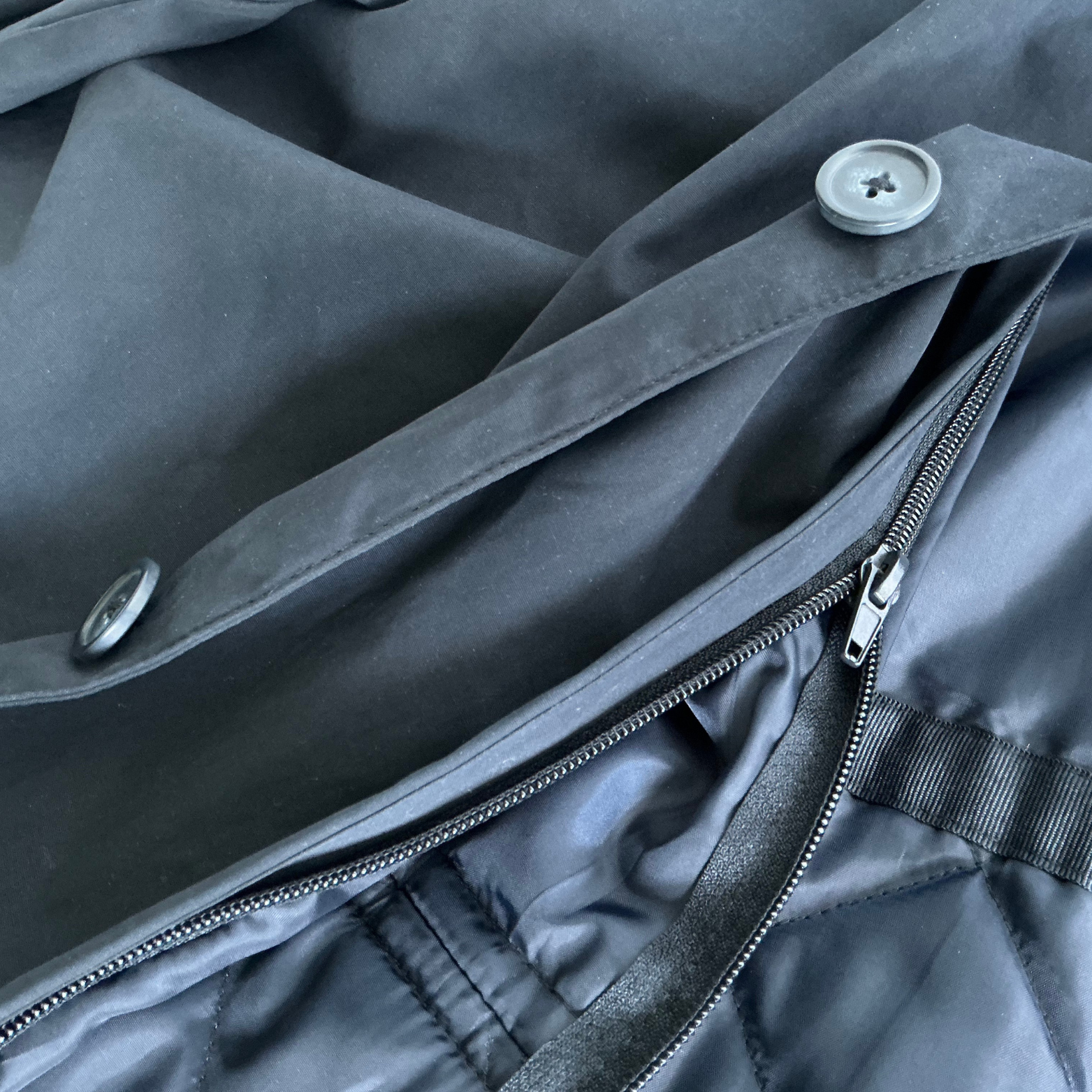 Peter Manning New York Quilted Rain Overcoat in Navy / Cloud Blue