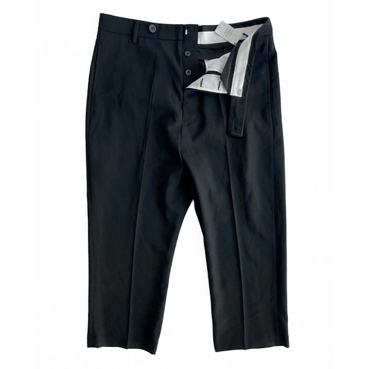 Rick Owens Cropped Wool Pants in Dark Navy / Black
