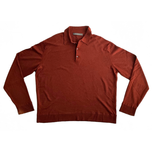 Robert Barakett Long Sleeve Knitted Polo Shirt