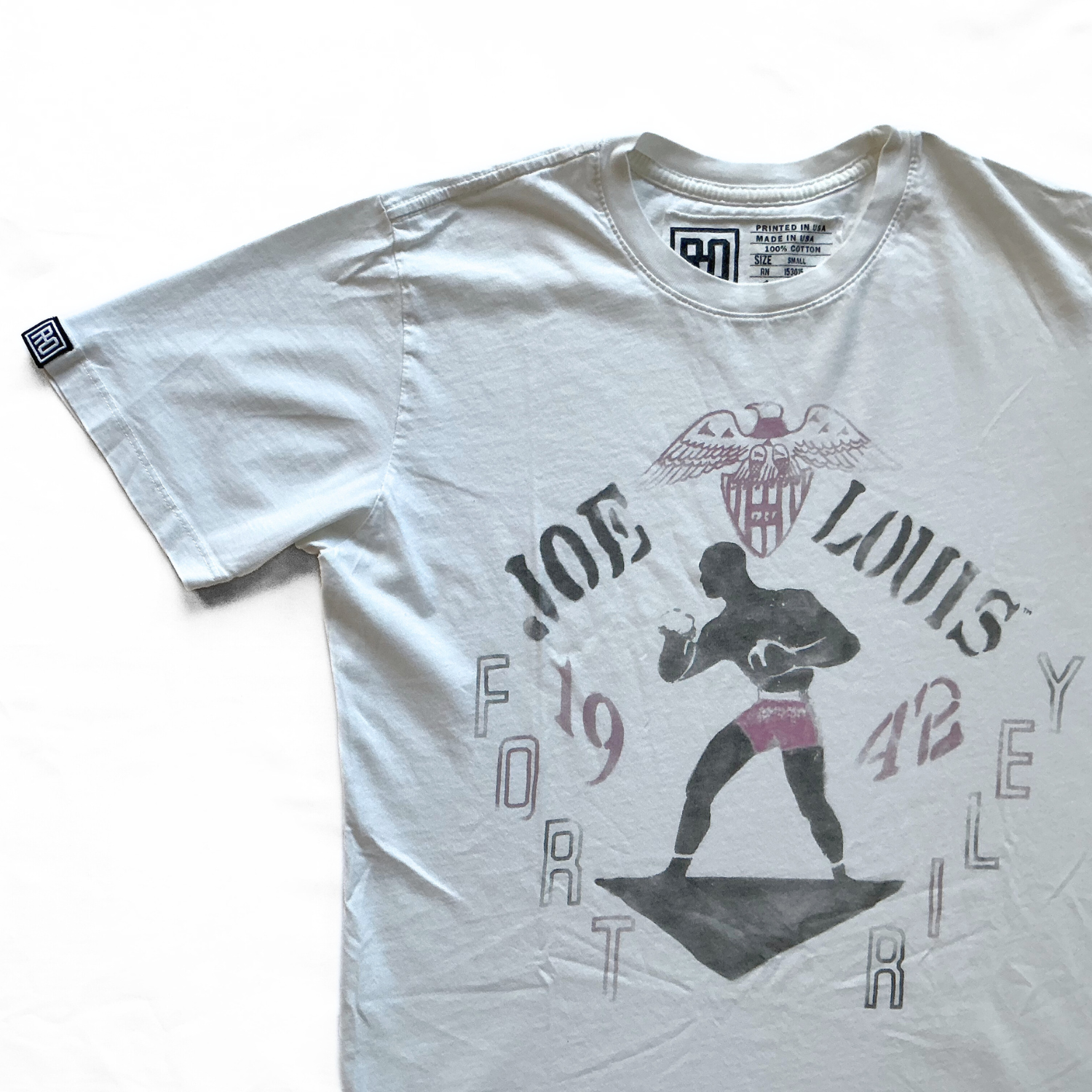 Roots of Fight Joe Louis Fort Riley T-Shirt in White / Red / Black