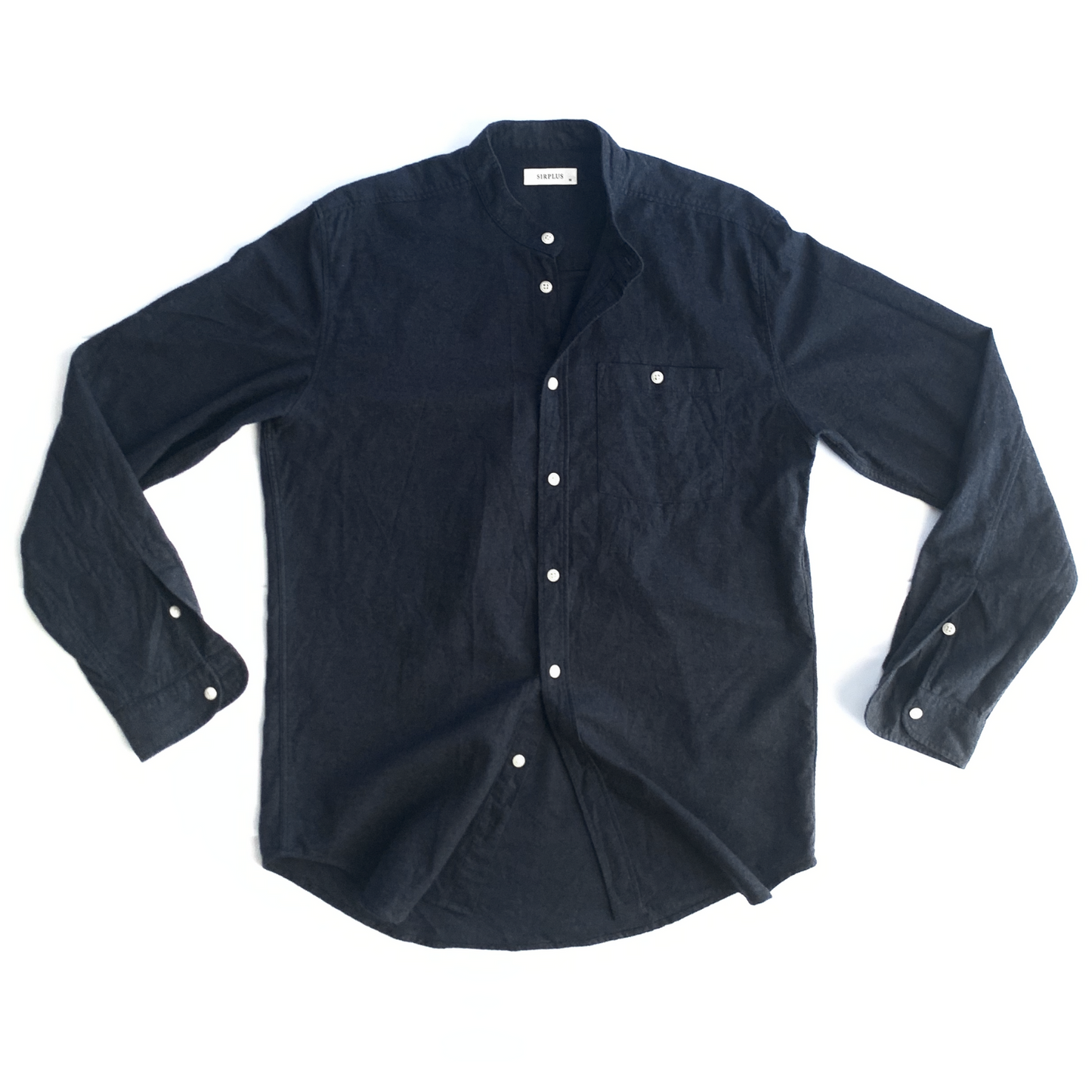 SIRPLUS Navy Cotton Cashmere Grandad Shirt in Navy