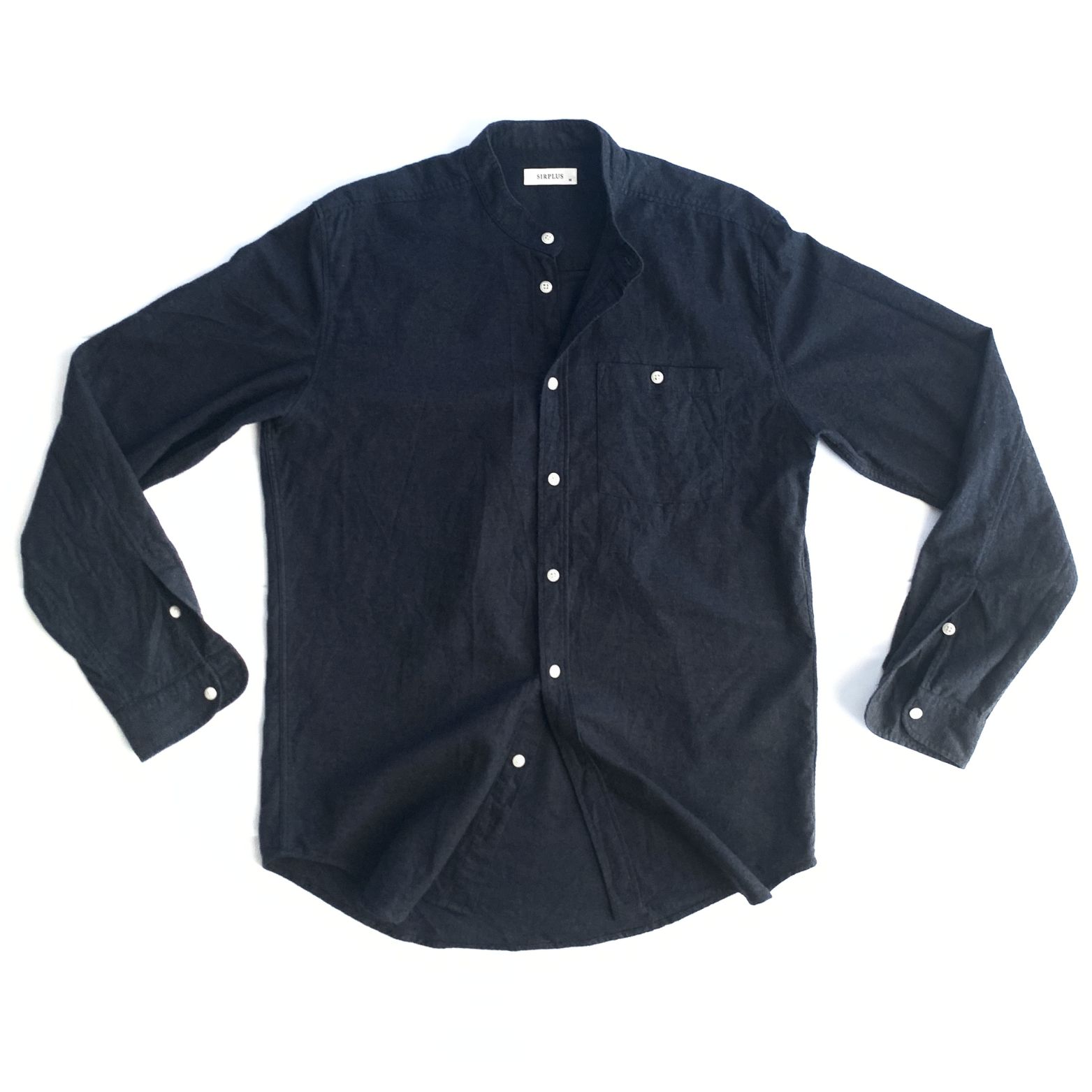 SIRPLUS Navy Cotton Cashmere Grandad Shirt in Navy
