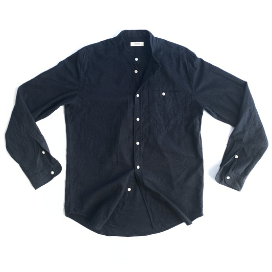 SIRPLUS Navy Cotton Cashmere Grandad Shirt in Navy