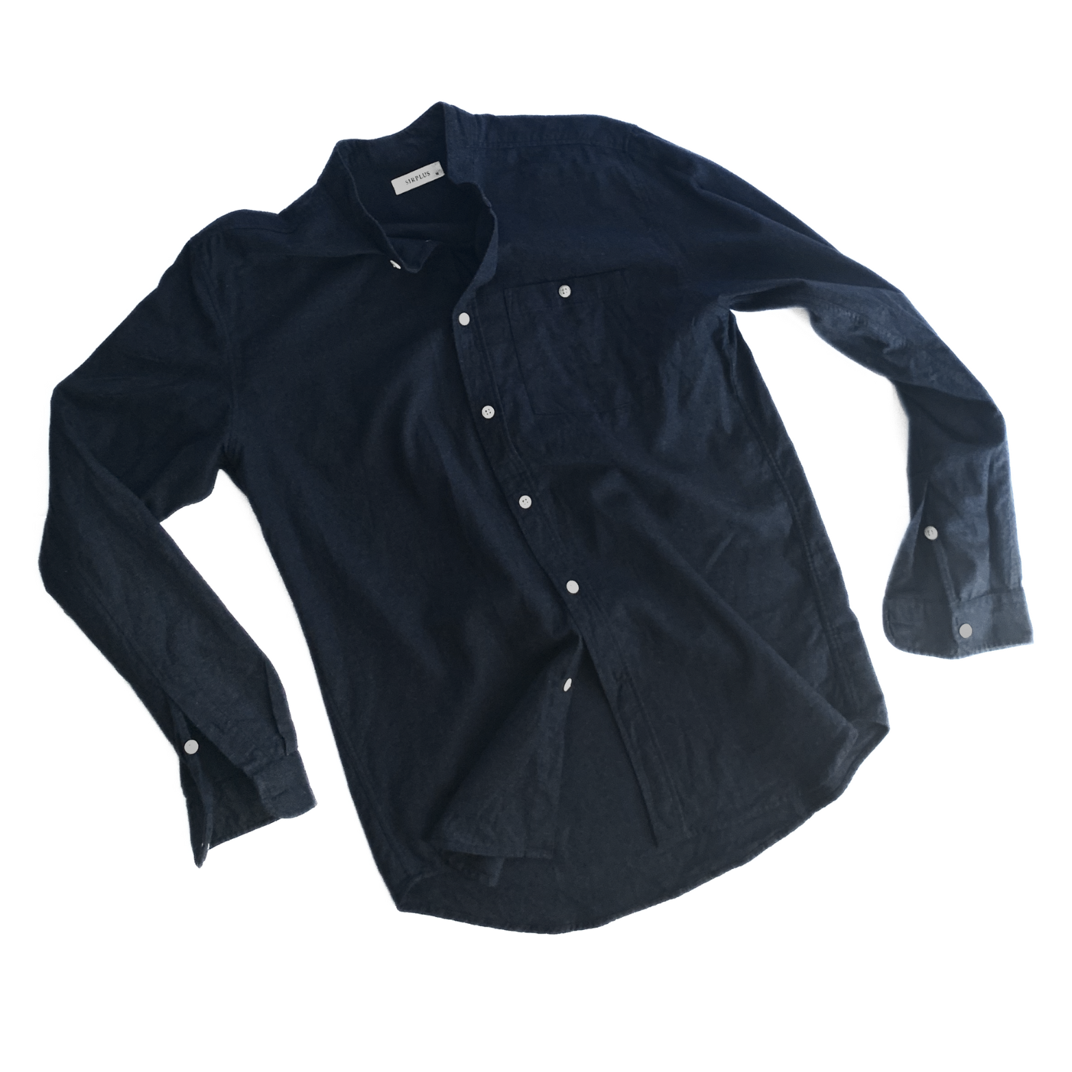 SIRPLUS Navy Cotton Cashmere Grandad Shirt in Navy