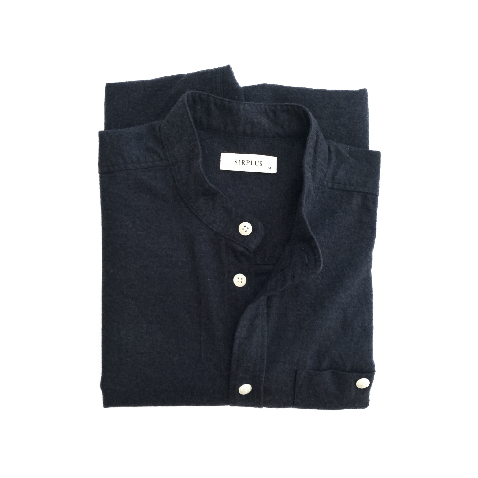 SIRPLUS Navy Cotton Cashmere Grandad Shirt in Navy