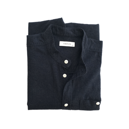 SIRPLUS Navy Cotton Cashmere Grandad Shirt in Navy