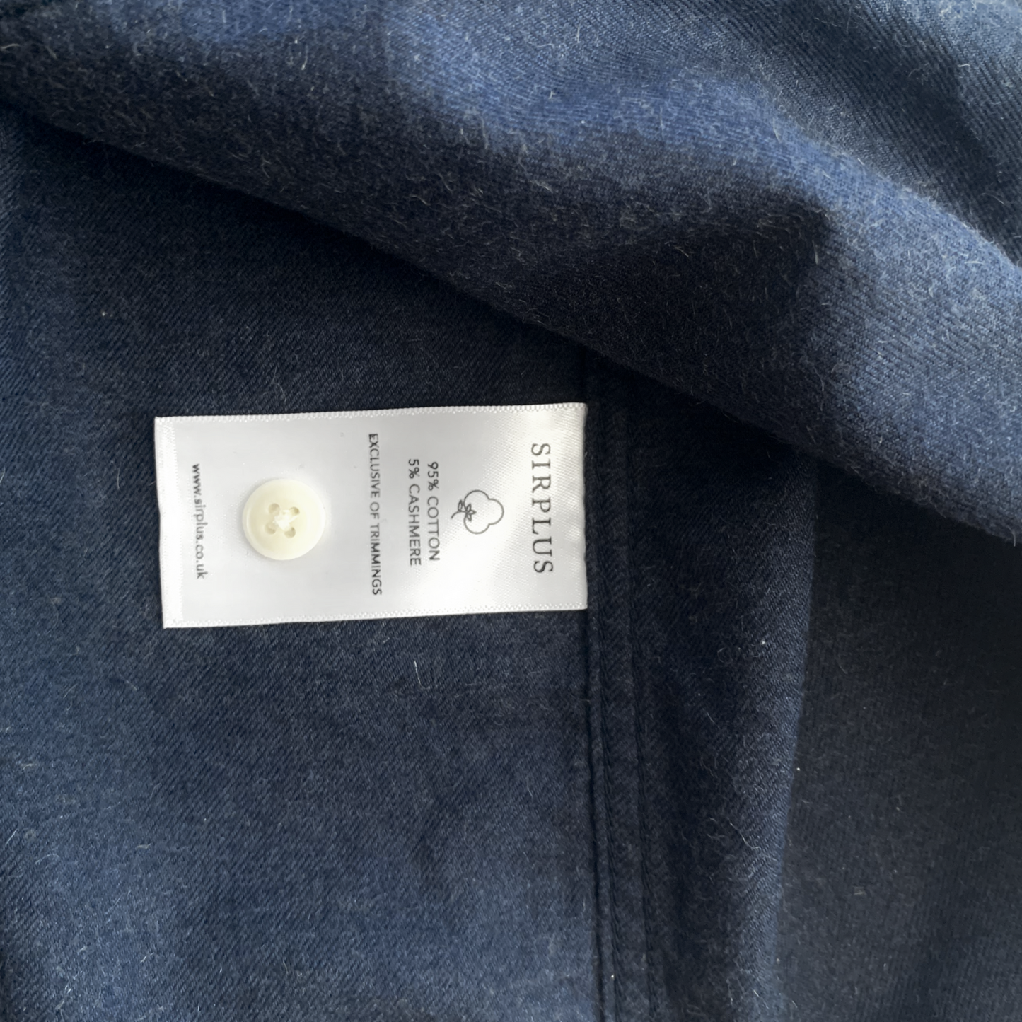 SIRPLUS Navy Cotton Cashmere Grandad Shirt in Navy