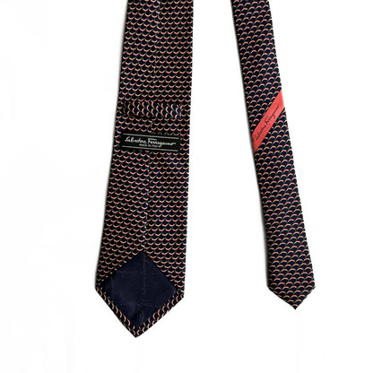 Salvatore Ferragamo Patterned Tie in Navy / Chilli Red