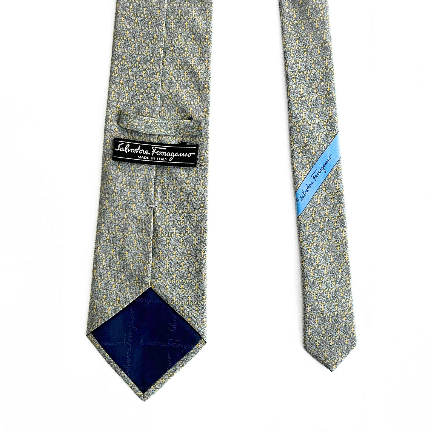 Salvatore Ferragamo Patterned Tie in Yellow / Baby Blue