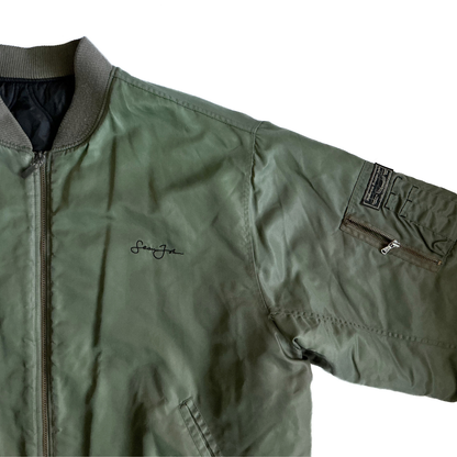 Sean John Reversible Aviator Jacket in Military Green / Black