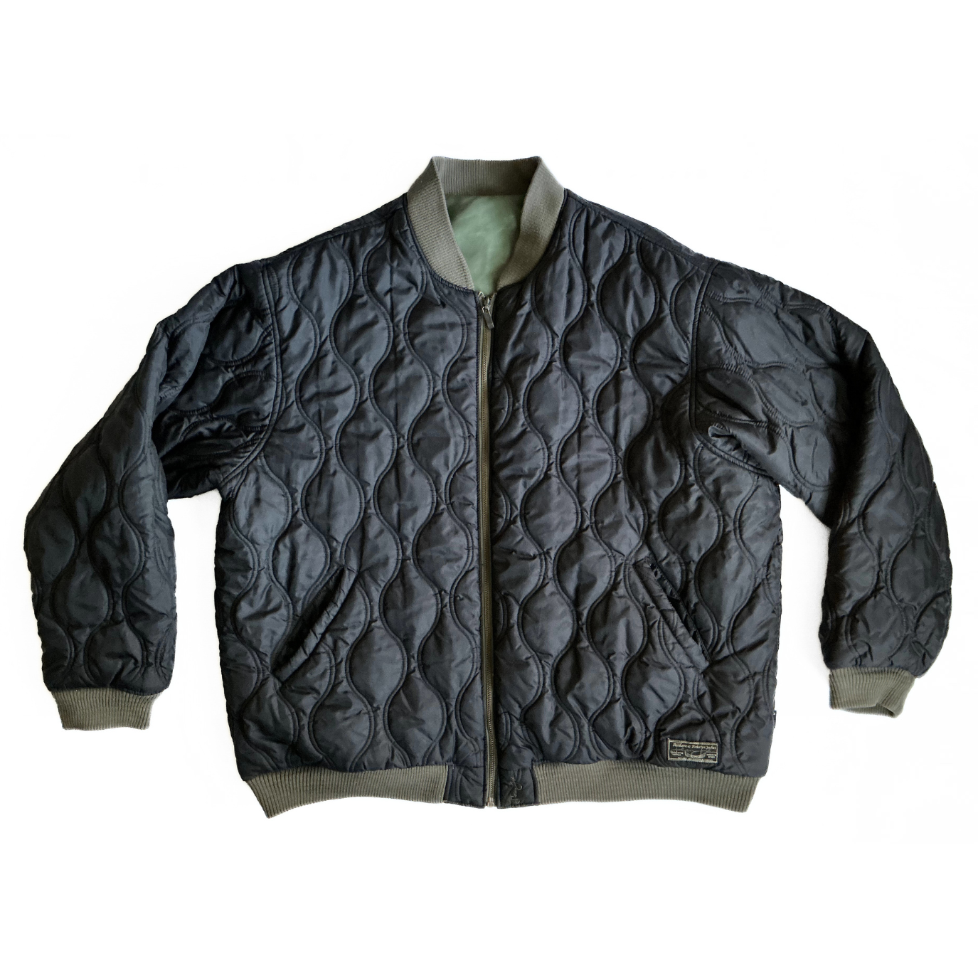 Sean John Reversible Aviator Jacket in Military Green / Black
