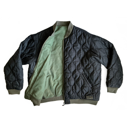 Sean John Reversible Aviator Jacket in Military Green / Black